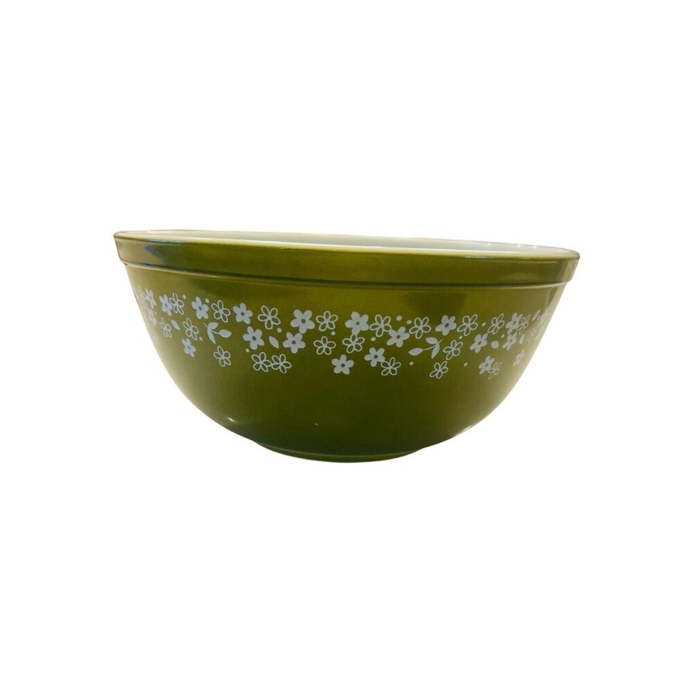 Vintage Pyrex 403 Spring Blossom Green Crazy Daisy 2.5 Qt Mixing Bowl USA